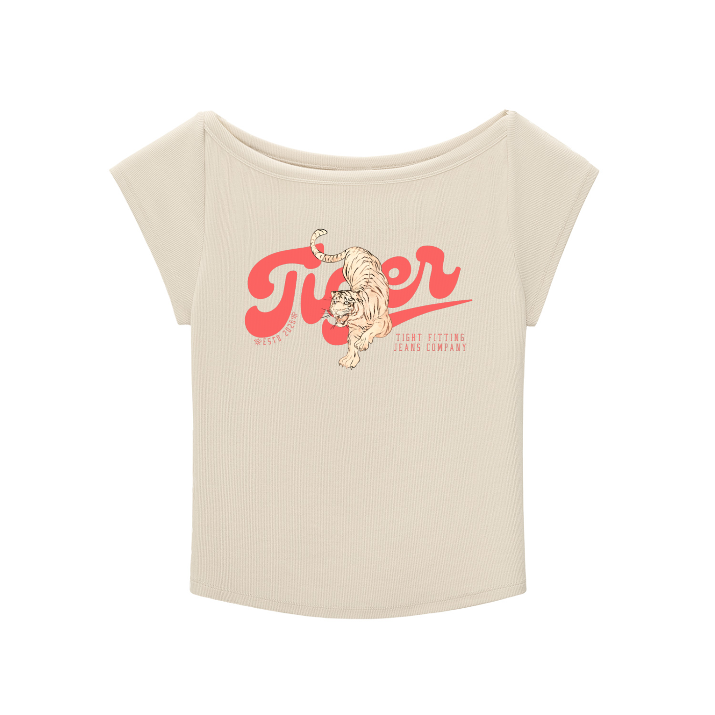 Tiger Tight Fitting Jeans Company Essential Wide Neck Baby T-shirt