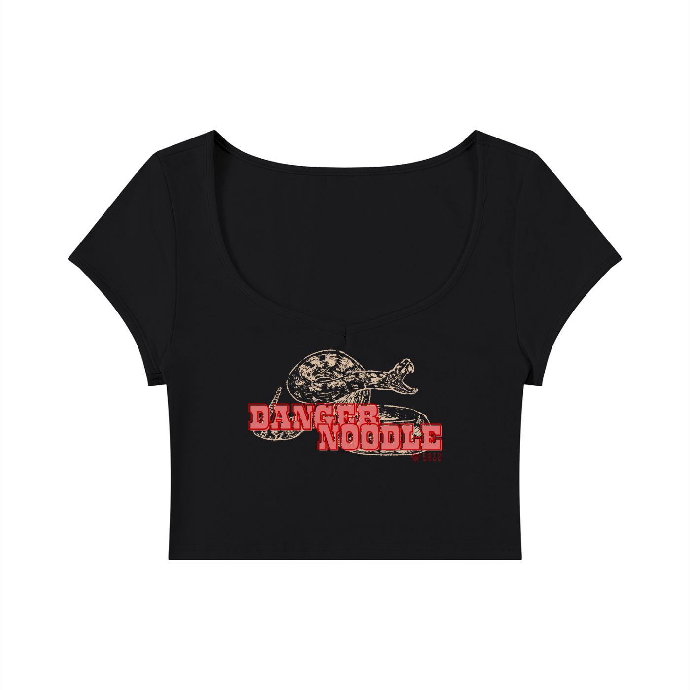 Danger Noodle Rattlesnake Women's Slim Cap Sleeve Crop T-Shirt