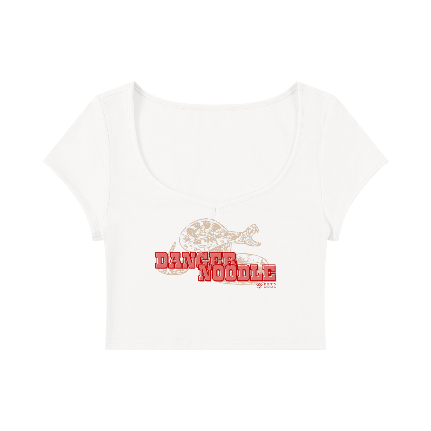 Danger Noodle Rattlesnake Women's Slim Cap Sleeve Crop T-Shirt