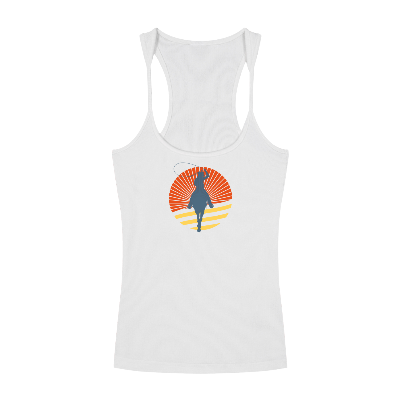 Retro Cowgirl Slim Fit Ribbed Racerback Tank Top