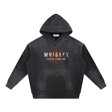 Whiskey Ranch Company Vintage Washed Frayed Fleece Bronc Hoodie