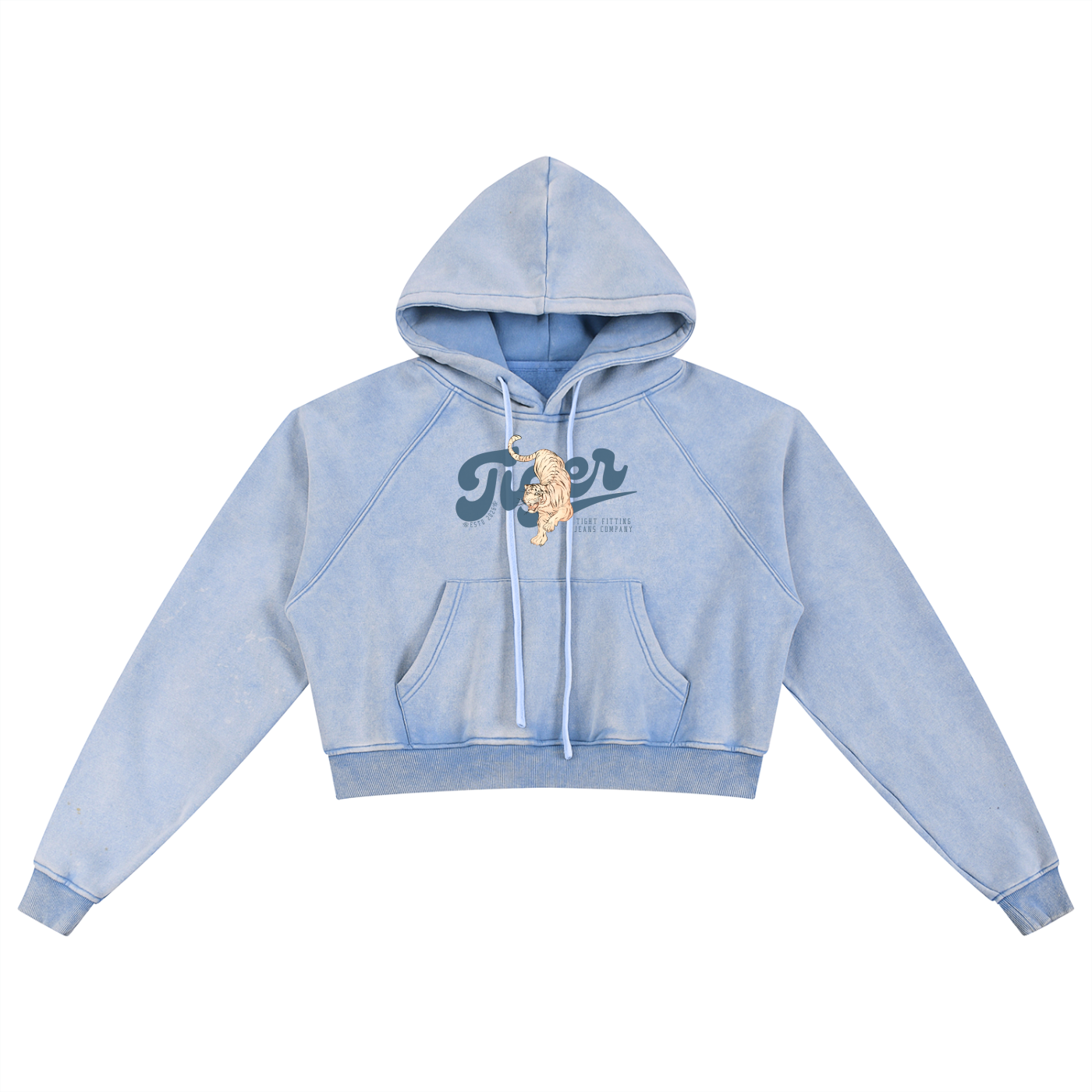 Tiger Tight Fitting Jean Company Snow Washed Cropped Hoodie