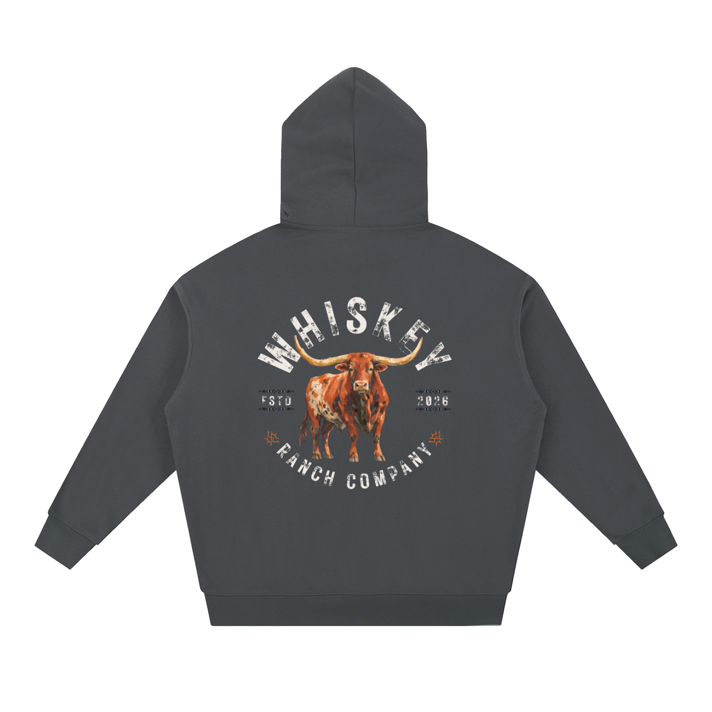 Whiskey Ranch Company Premium Vintage Longhorn Hoodie