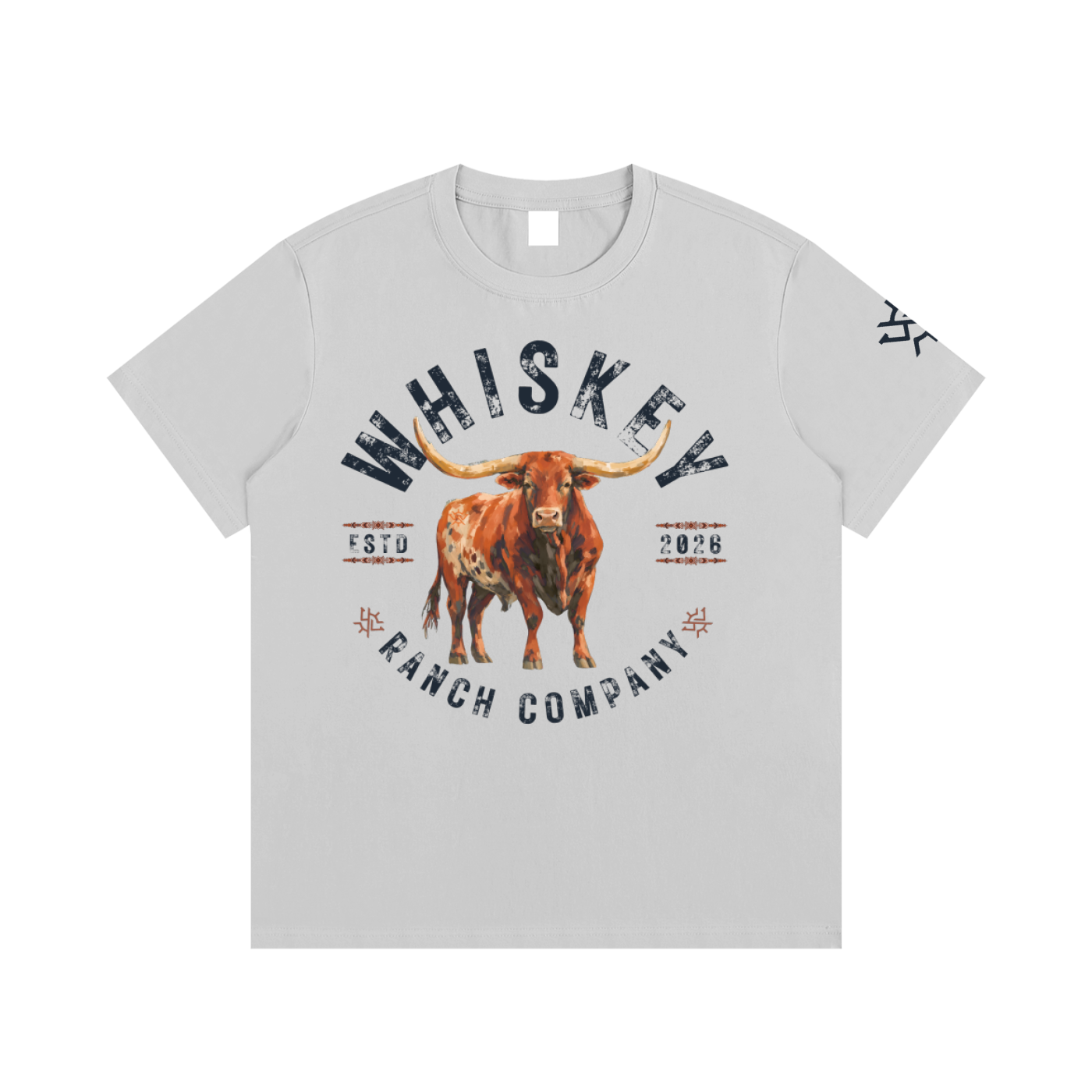 Whiskey Ranch Company Longhorn Essential Cotton T-Shirt