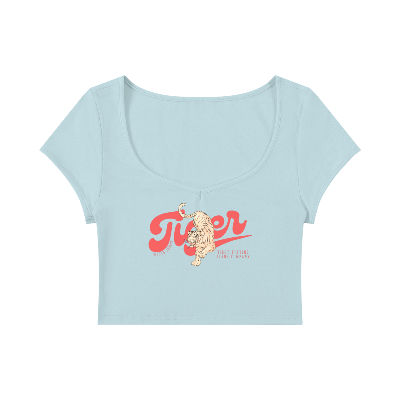 Tiger Tight Fitting Jeans Company Women's Slim Cap Sleeve Crop T-Shirt