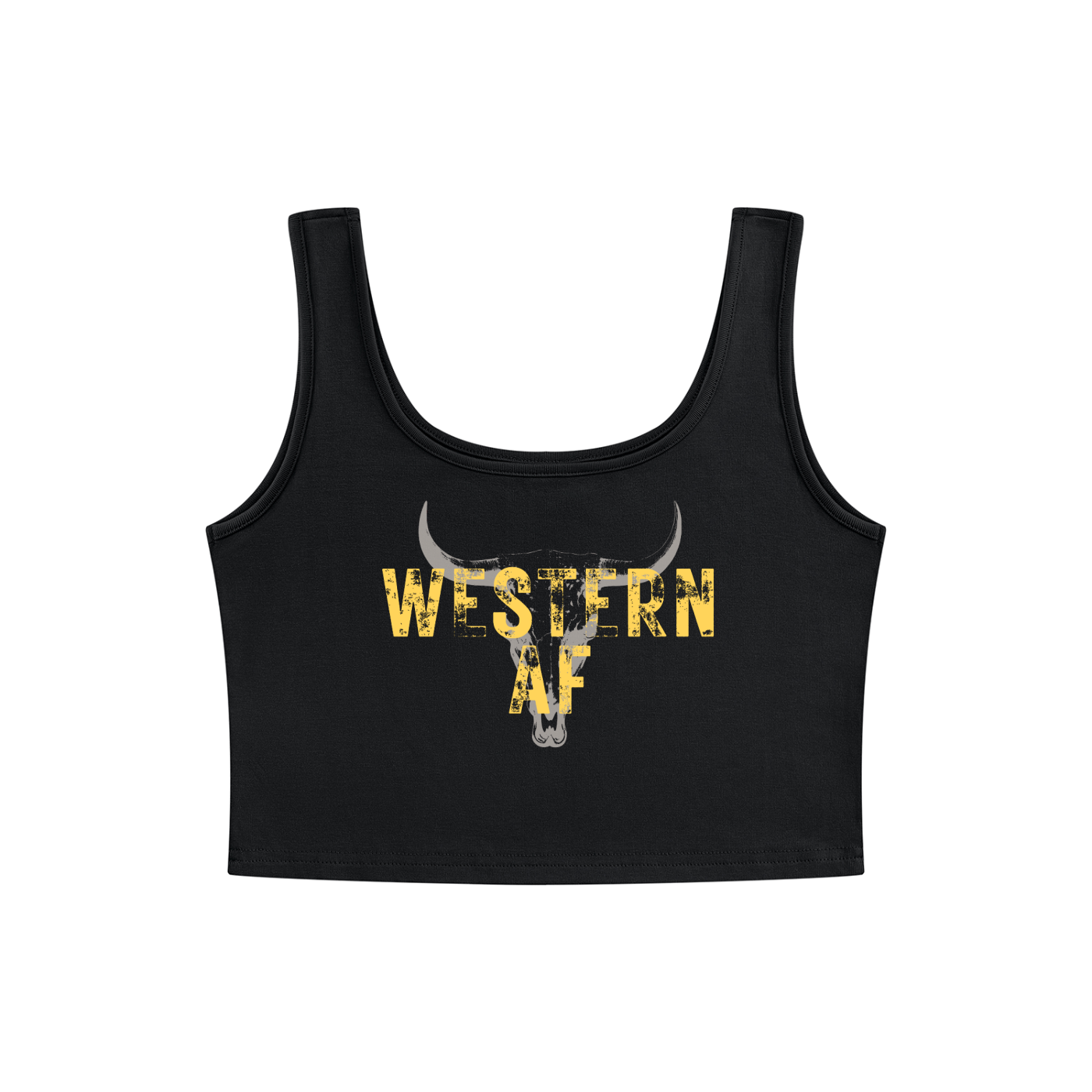 Western AF Vintage Cattle Skull Women's Cropped Tank Top