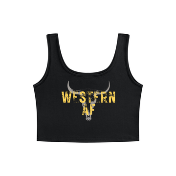 Western AF Vintage Cattle Skull Women's Cropped Tank Top