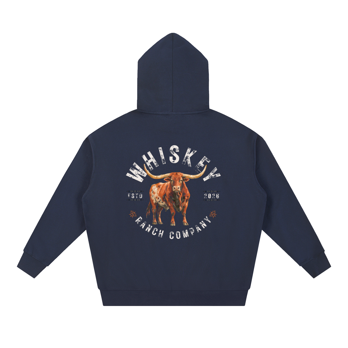 Whiskey Ranch Company Premium Vintage Longhorn Hoodie