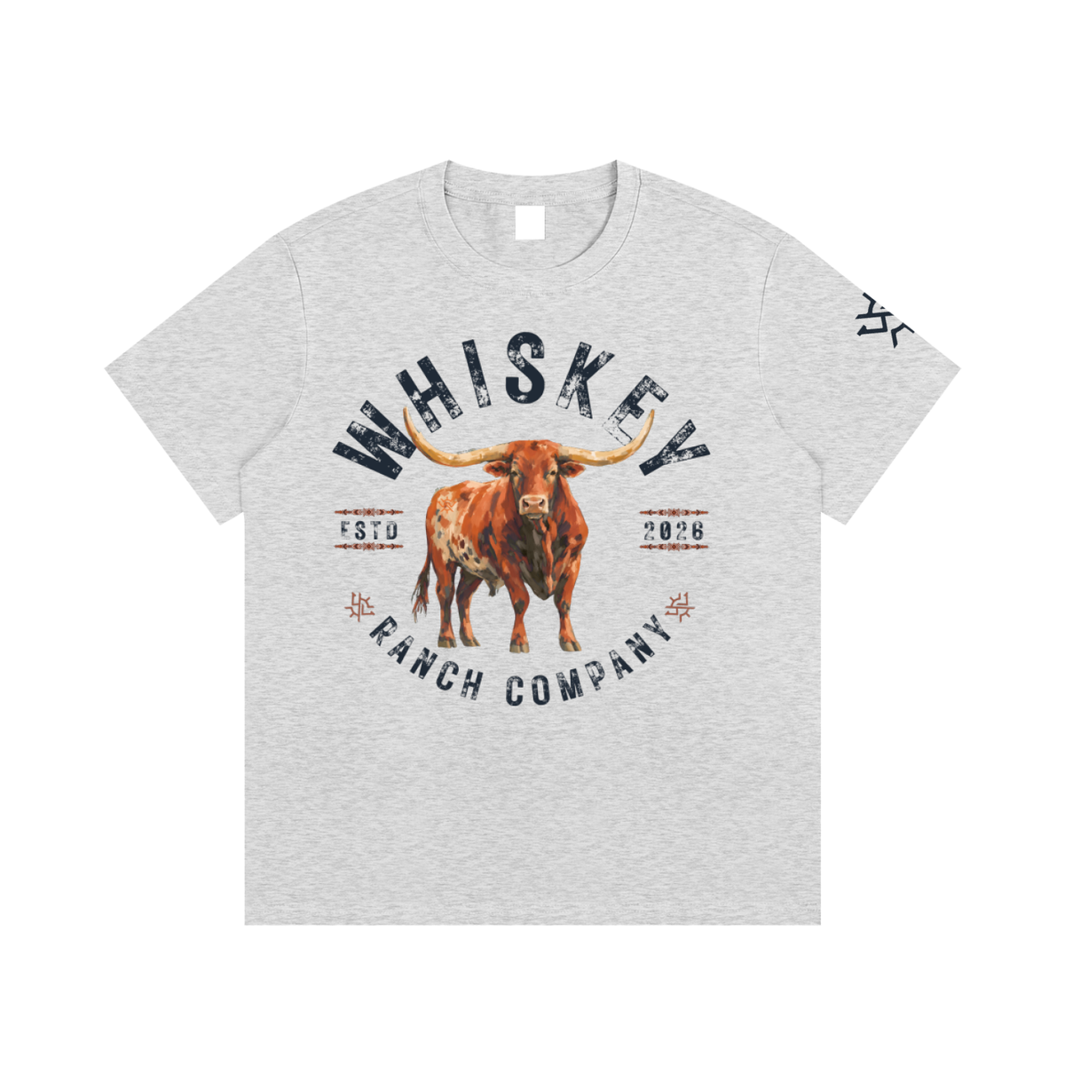 Whiskey Ranch Company Longhorn Essential Cotton T-Shirt
