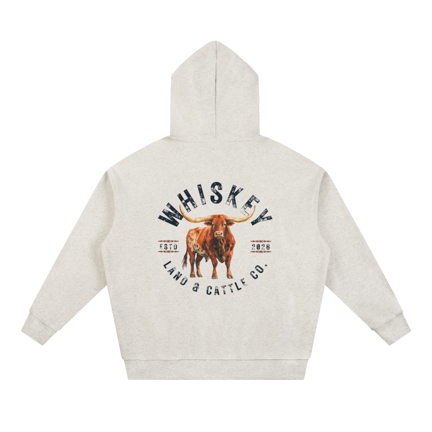 Whiskey Ranch Company Premium Vintage Heavyweight Longhorn Hoodie