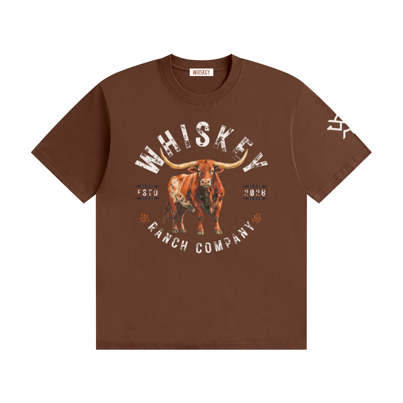 Whiskey Ranch Company Longhorn Seamless Cotton T-Shirt