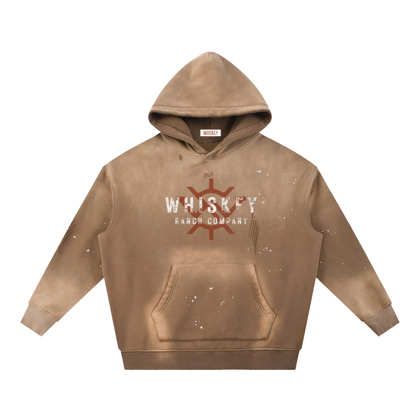 Whiskey Ranch Company Vintage Washed Frayed Fleece Bronc Hoodie