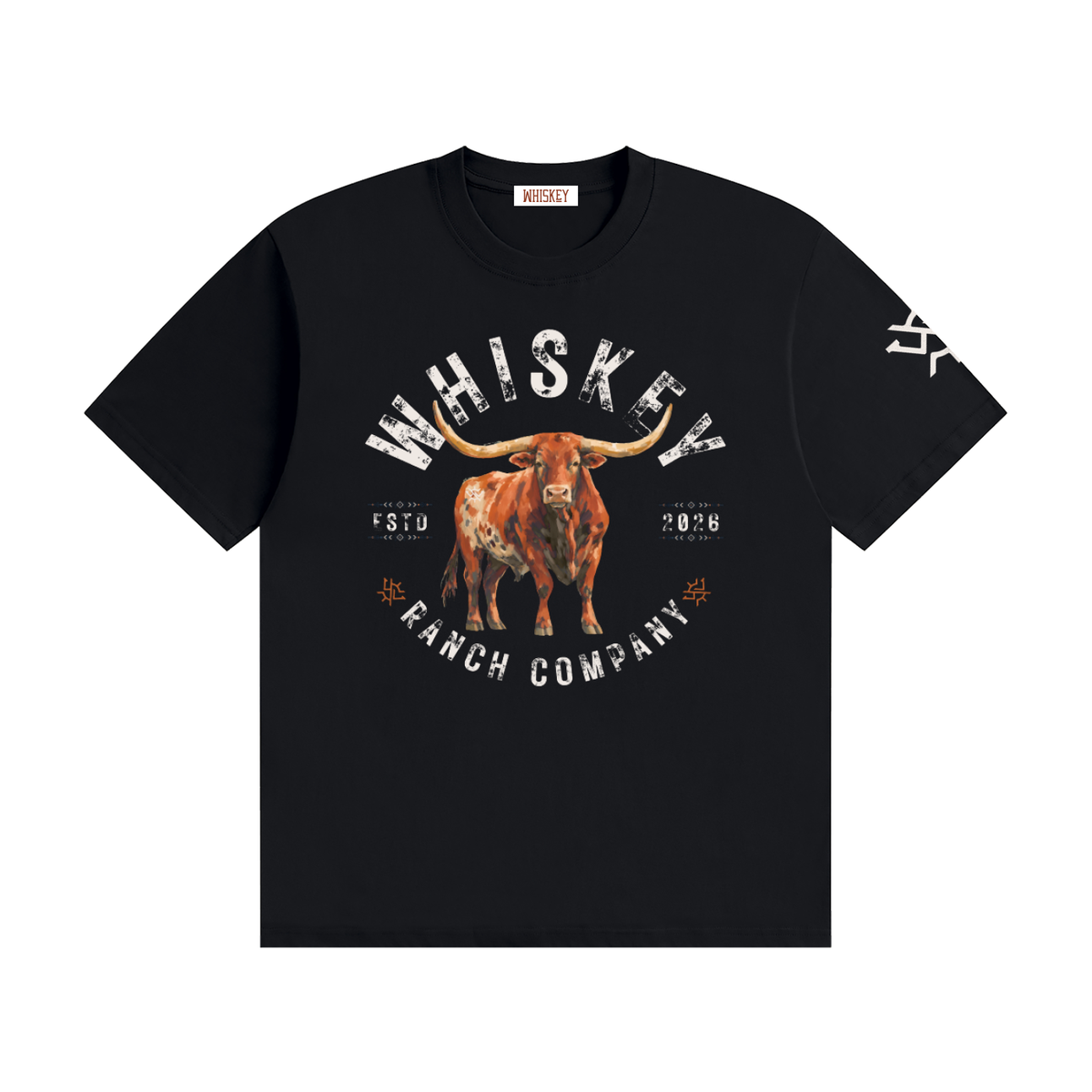 Whiskey Ranch Company Longhorn Seamless Cotton T-Shirt