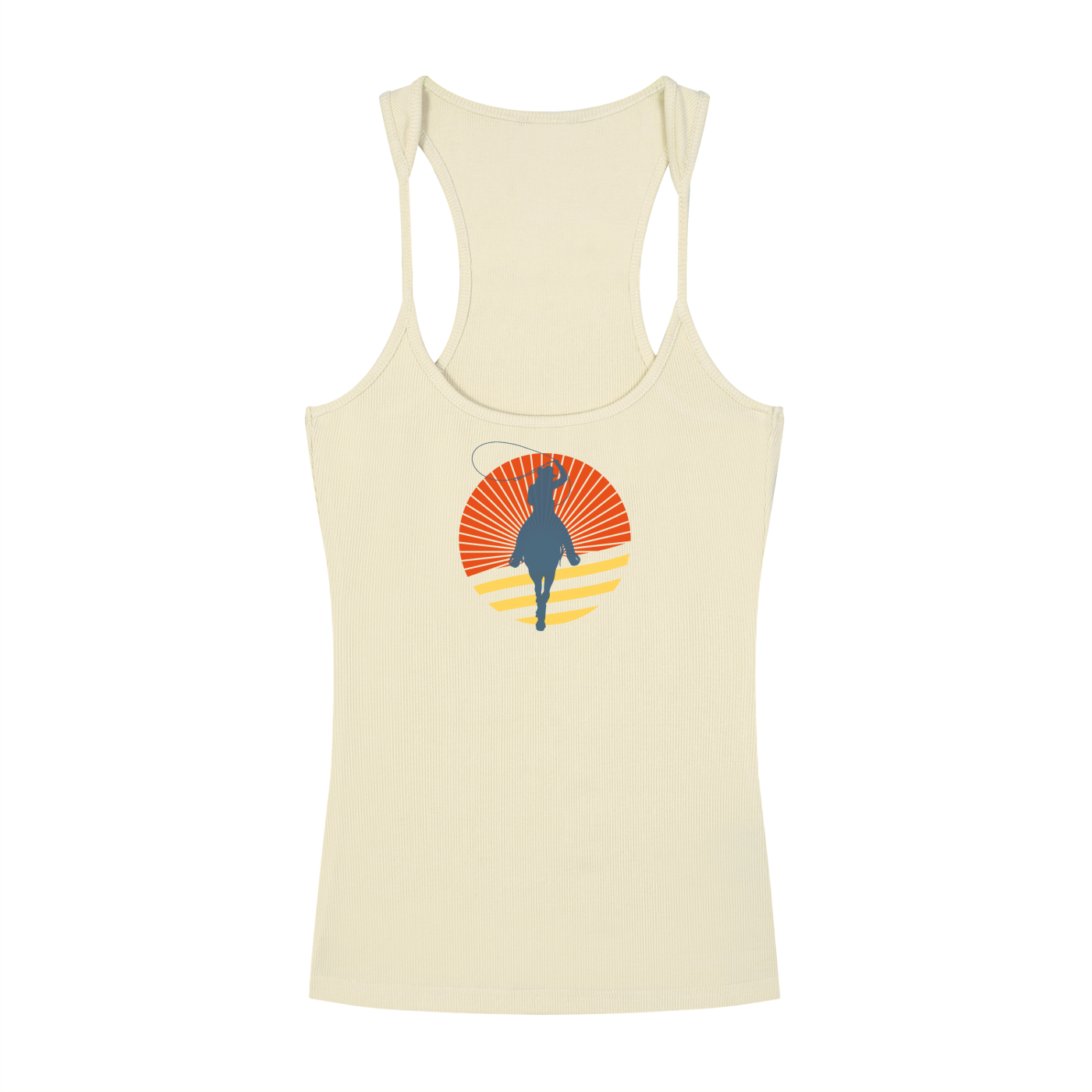 Retro Cowgirl Slim Fit Ribbed Racerback Tank Top
