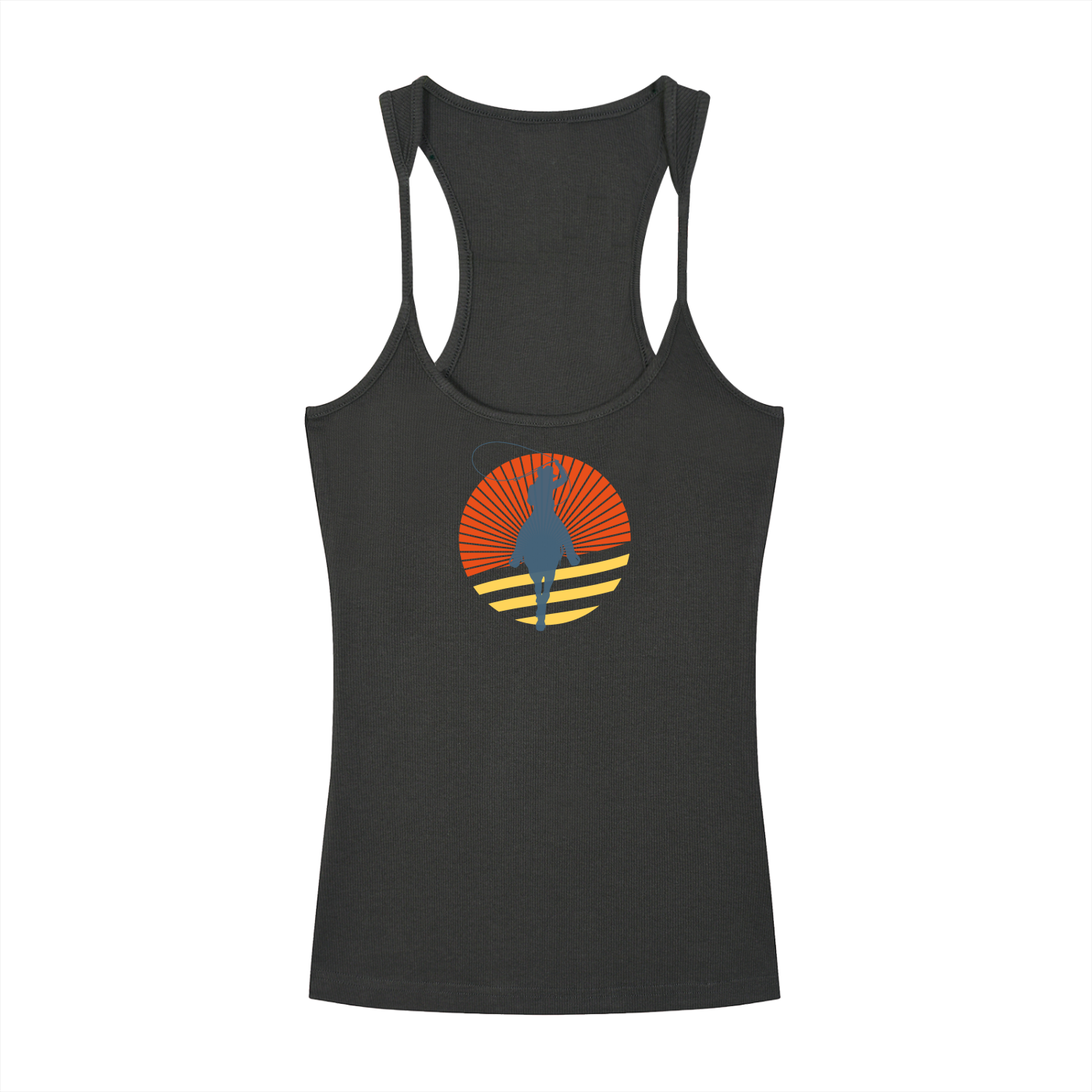 Retro Cowgirl Slim Fit Ribbed Racerback Tank Top