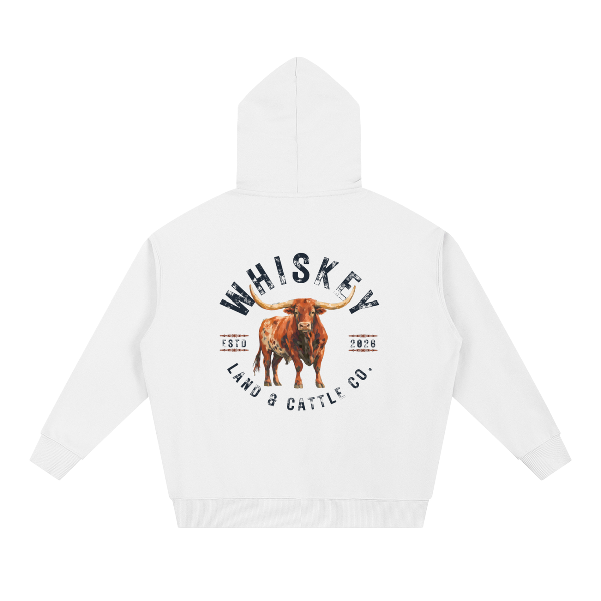 Whiskey Ranch Company Premium Vintage Heavyweight Longhorn Hoodie