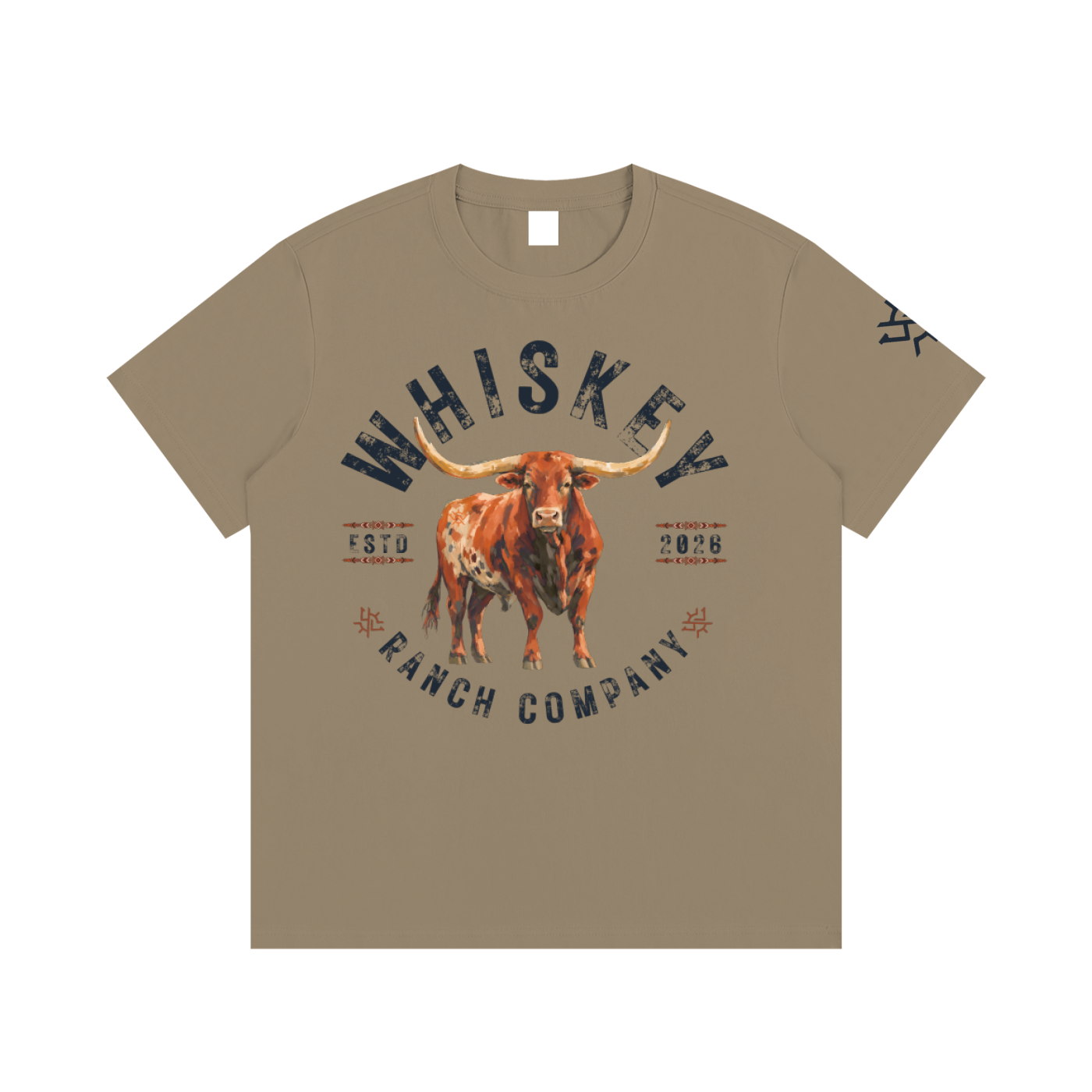 Whiskey Ranch Company Longhorn Essential Cotton T-Shirt