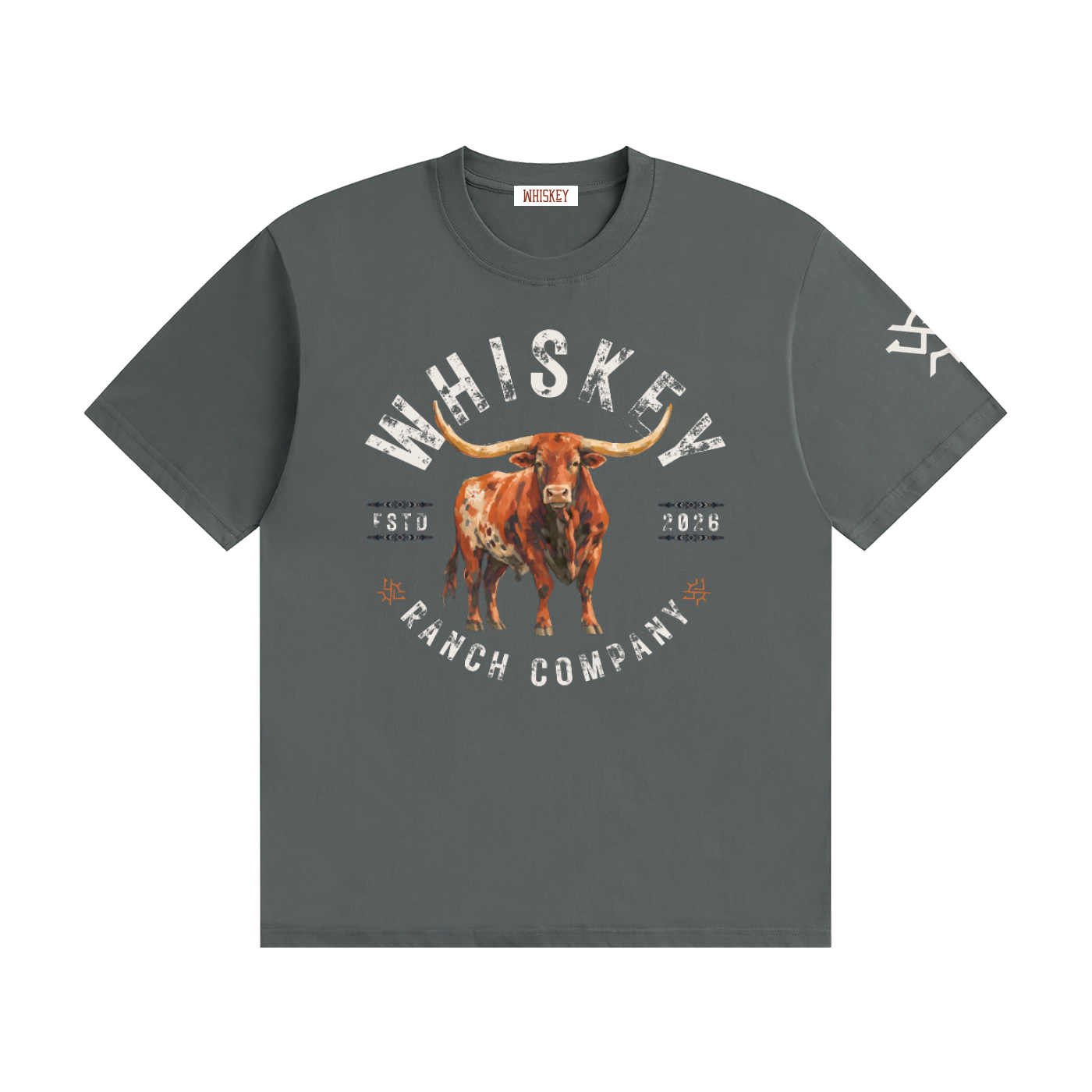 Whiskey Ranch Company Longhorn Seamless Cotton T-Shirt