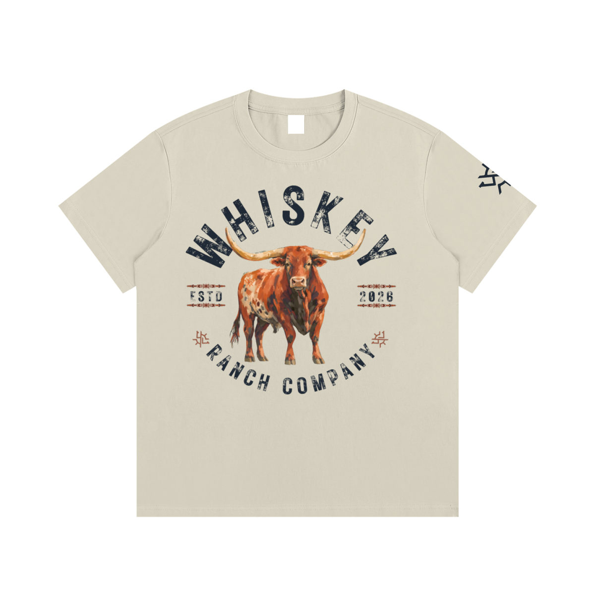 Whiskey Ranch Company Longhorn Essential Cotton T-Shirt