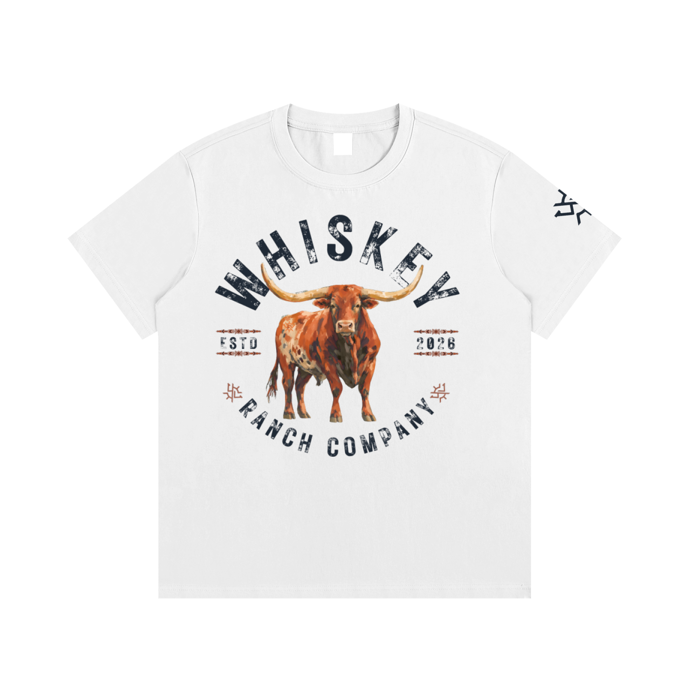 Whiskey Ranch Company Longhorn Essential Cotton T-Shirt