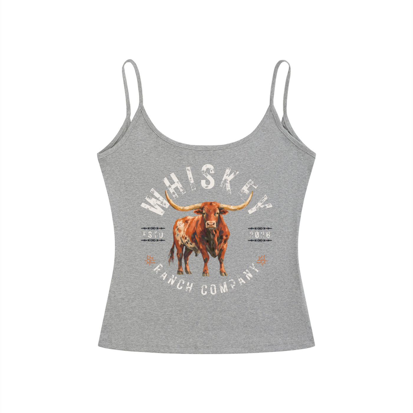 Whiskey Ranch Company Longhorn Slim Fit Open-Back Tank Top