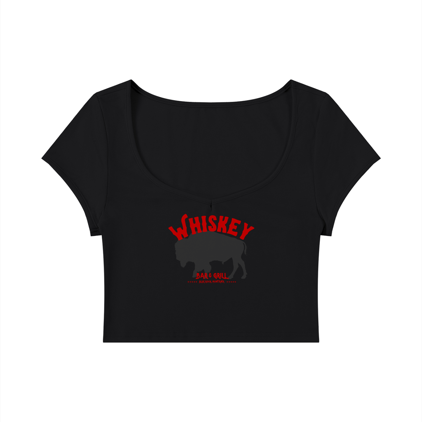 Whiskey Bar & Grill Women's Slim Cap Sleeve Crop T-Shirt