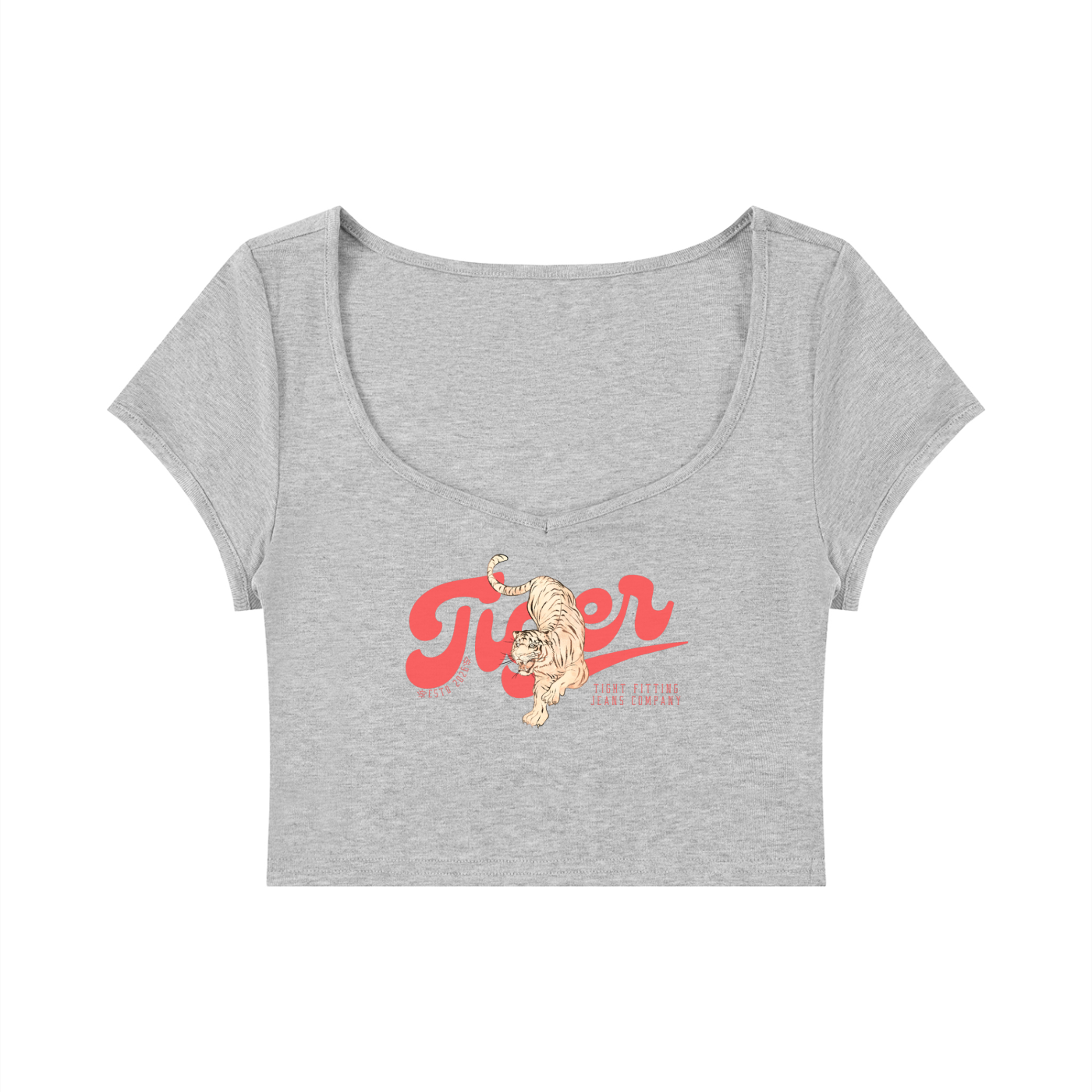 Tiger Tight Fitting Jeans Company Women's Slim Cap Sleeve Crop T-Shirt