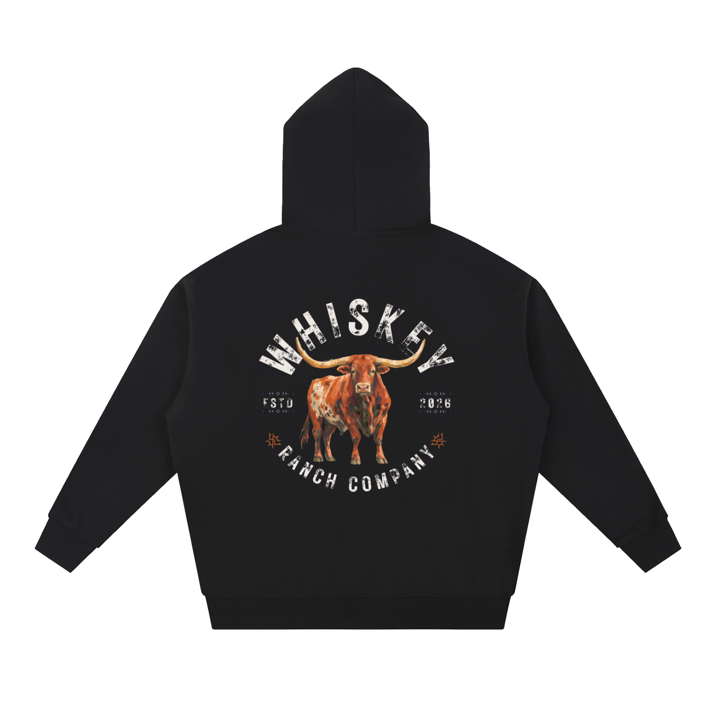 Whiskey Ranch Company Premium Vintage Longhorn Hoodie