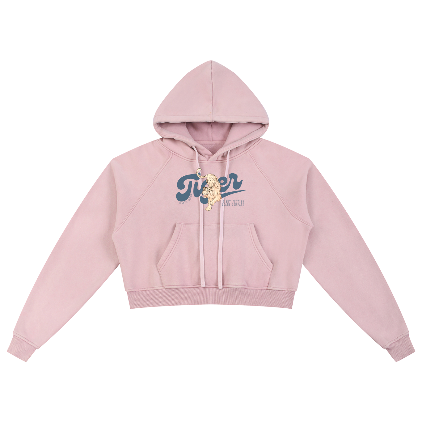 Tiger Tight Fitting Jean Company Snow Washed Cropped Hoodie