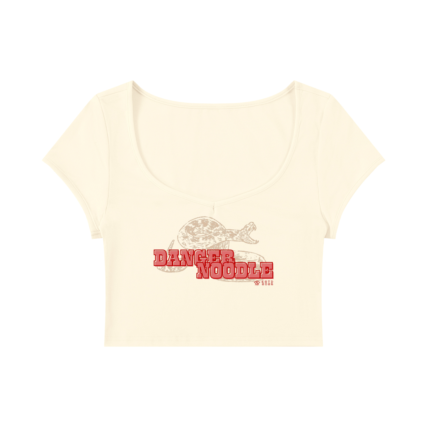 Danger Noodle Rattlesnake Women's Slim Cap Sleeve Crop T-Shirt