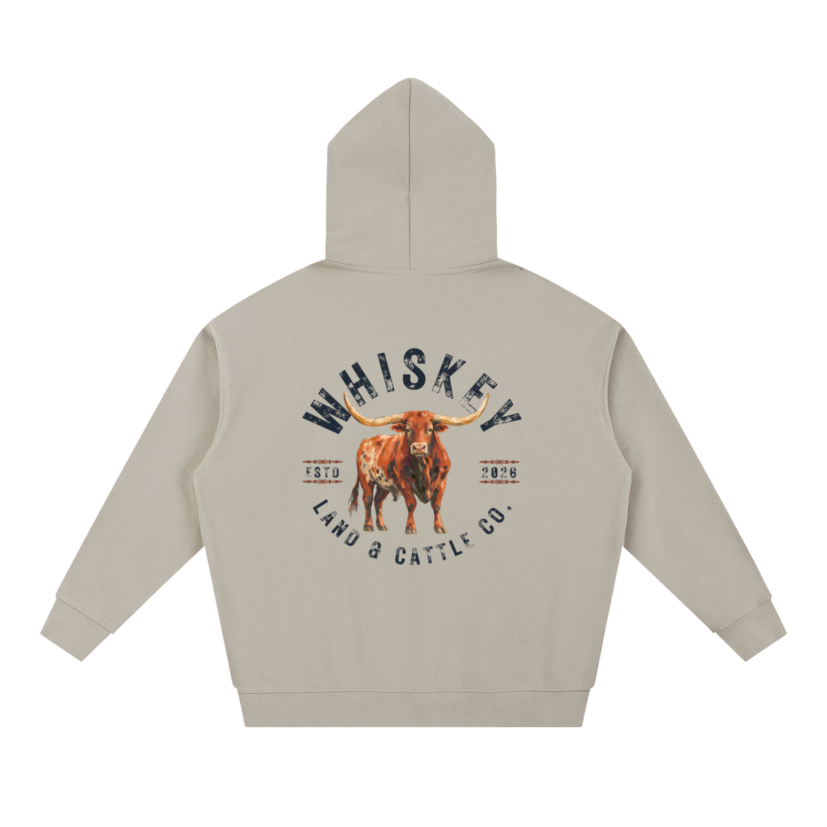 Whiskey Ranch Company Premium Vintage Heavyweight Longhorn Hoodie