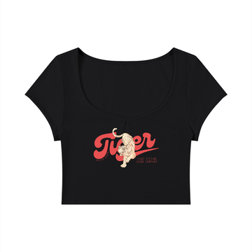 Tiger Tight Fitting Jeans Company Women's Slim Cap Sleeve Crop T-Shirt