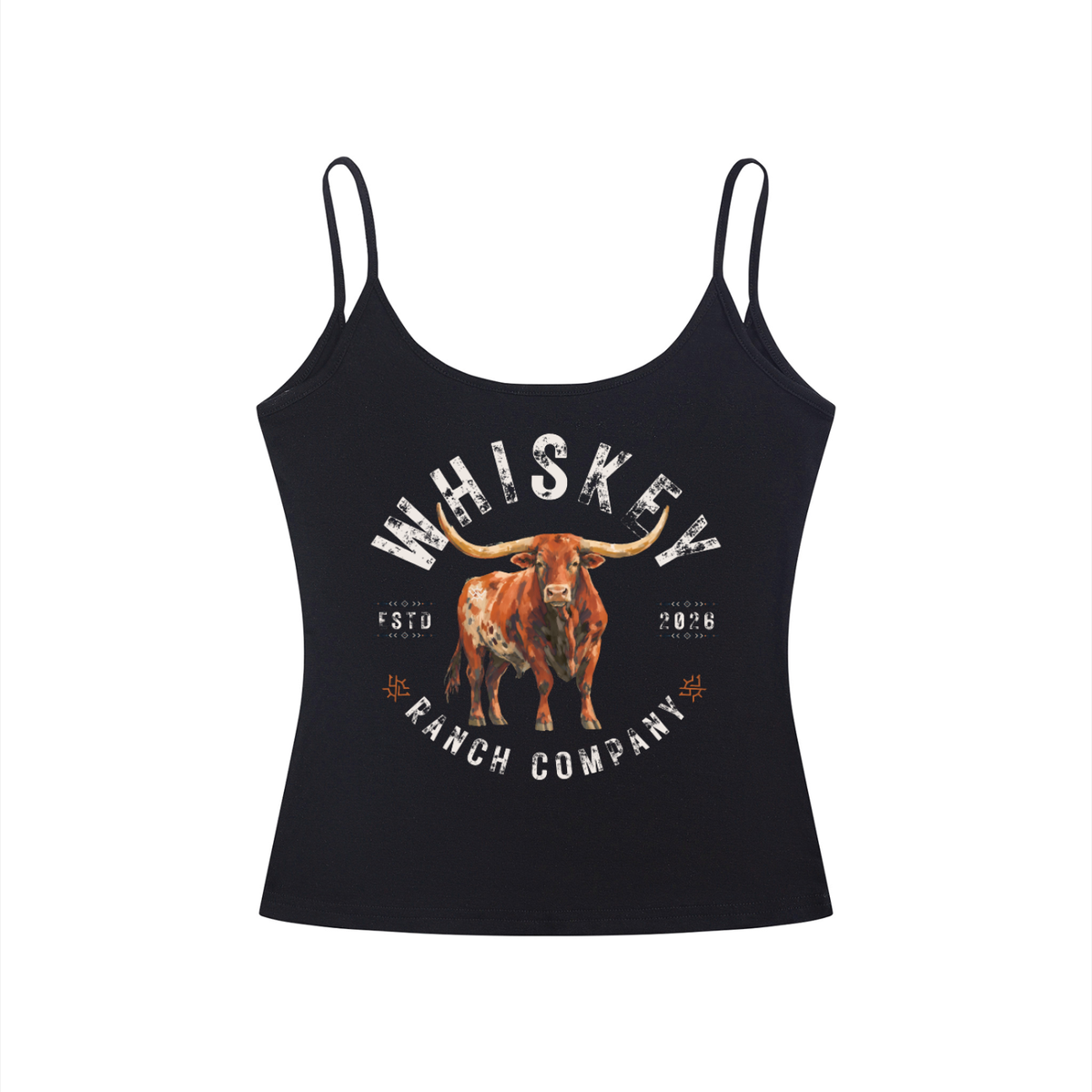 Whiskey Ranch Company Longhorn Slim Fit Open-Back Tank Top