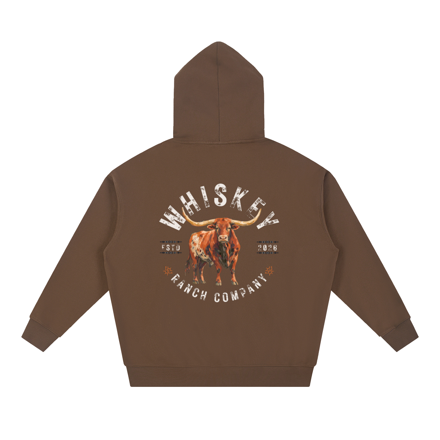 Whiskey Ranch Company Premium Vintage Longhorn Hoodie