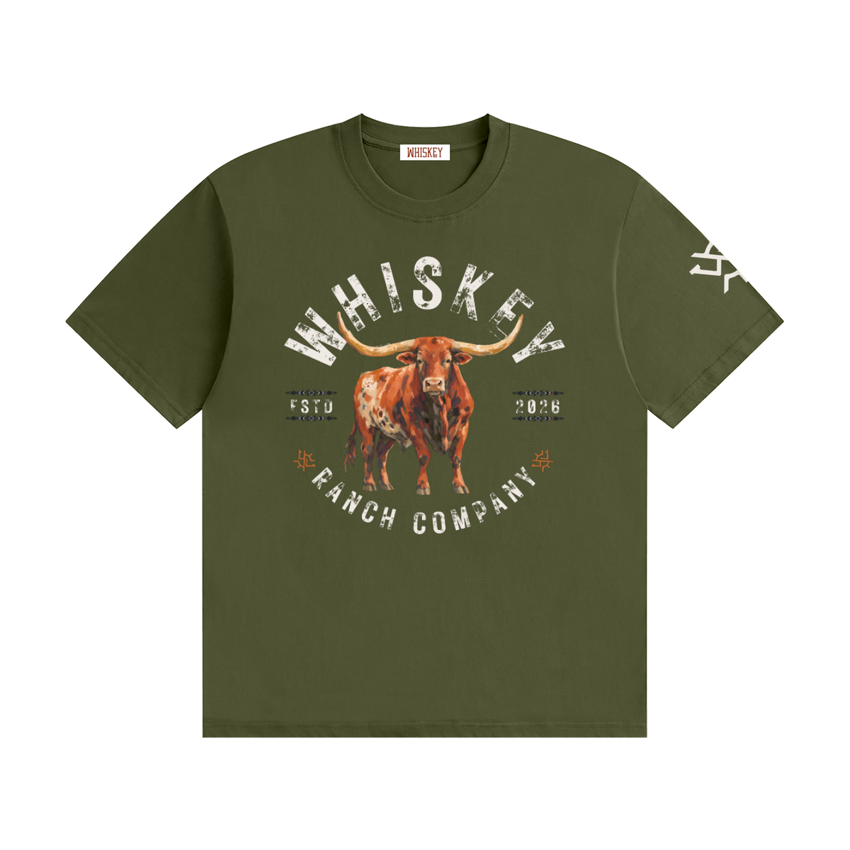 Whiskey Ranch Company Longhorn Seamless Cotton T-Shirt